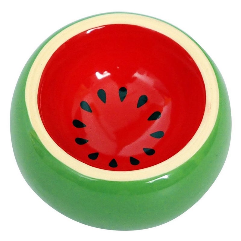OMEM Hamster Food Bowl Ceramic Prevent Being Tipped Over Small Animal Water Dish for Guinea Pig Rodent Gerbil Cavy Hedgehog Feeding Bowl (Watermelon) - Image 1